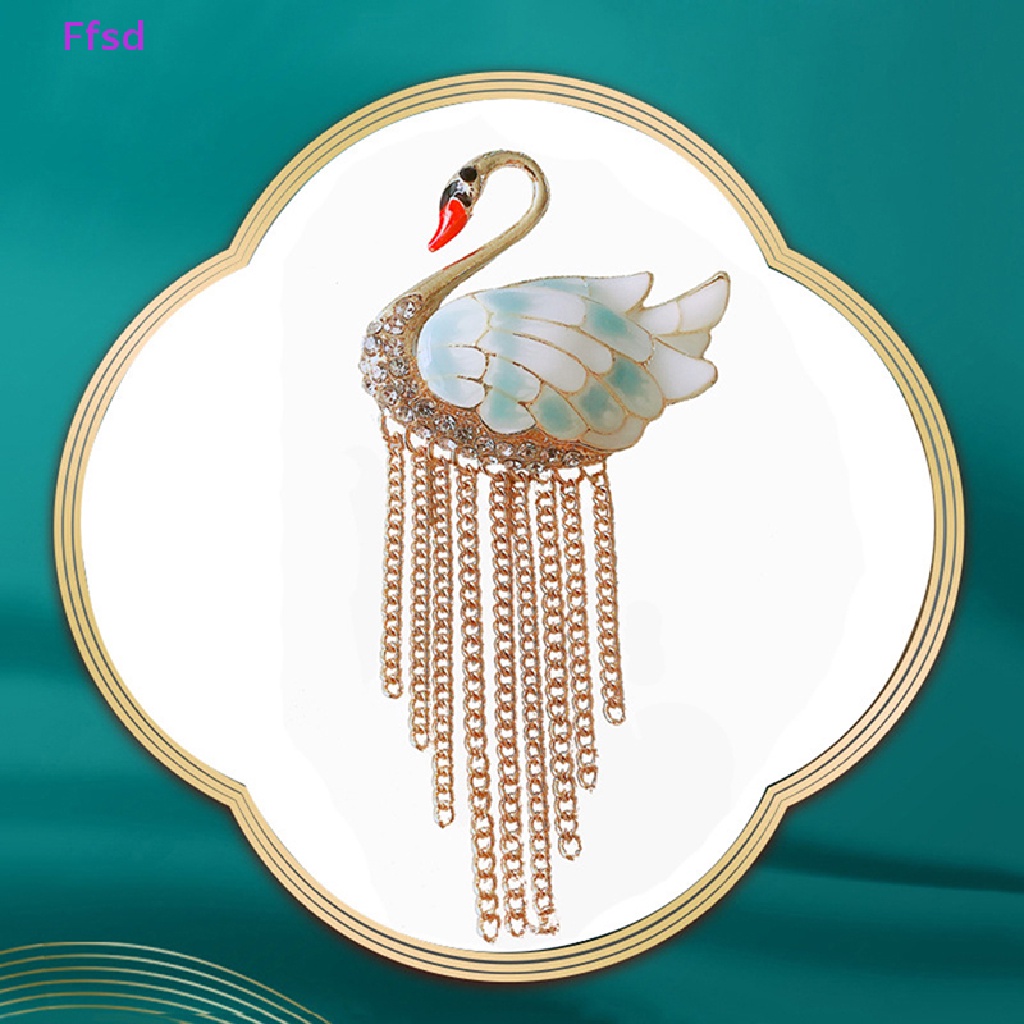 {Ffsd} Ghim Cài Áo Đính Đá Pha Lê Tua Rua Hình Thiên Nga Dành Cho Nữ Trang Trí Tiệc Tùng * Bán Chạy