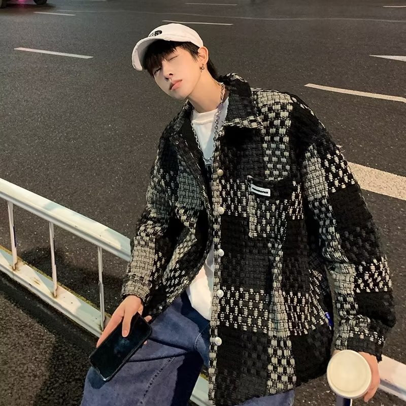 Áo Khoác Nhỏ Cổ Bẻ Họa Tiết Kẻ Sọc Mẫu Mới 2022 Thời Trang Đường Phố Mùa Thu Cao Cấp Cho Nam M - 2XL