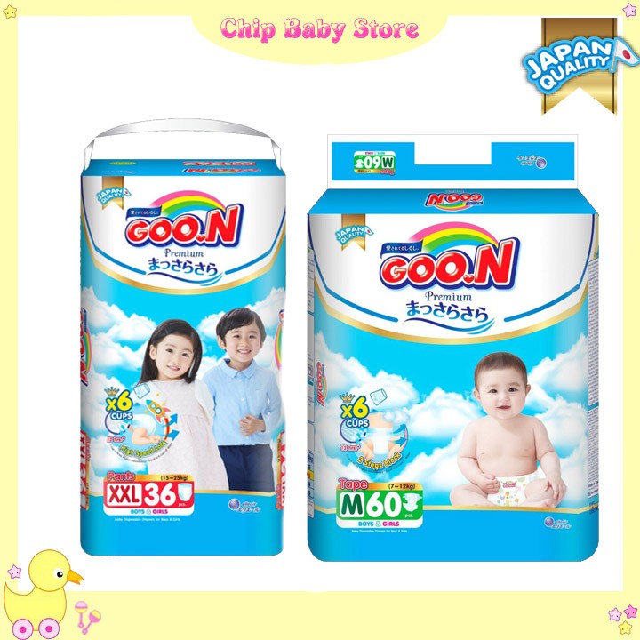 Tã Goon Premium/Mommy Kiss Dán/Quần size NB70/S64/M60/L50/XL44-M56/L46/XL42/XXL36/XXXL26