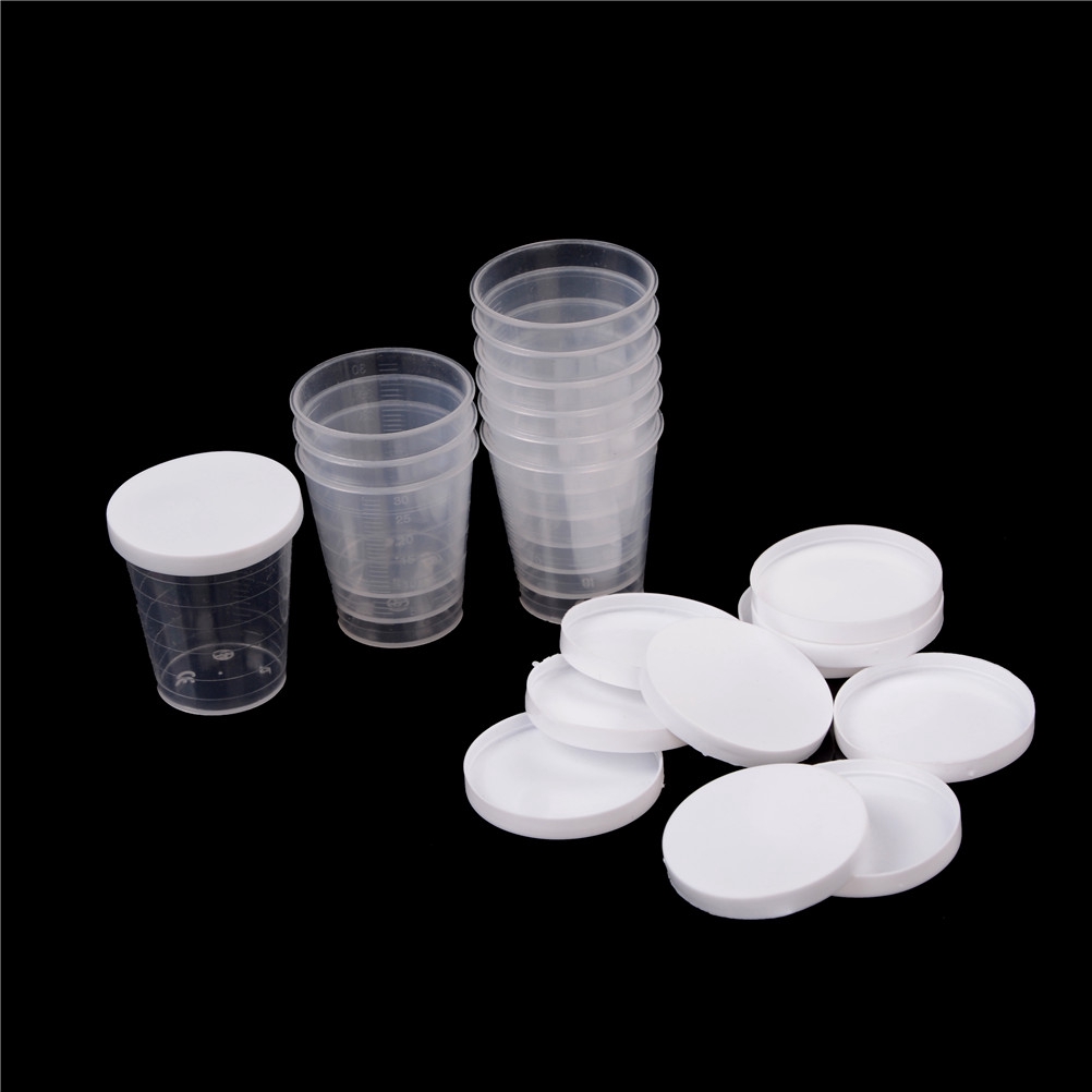 (Hàng Mới Về) Set 10 Cốc Nhựa Đựng Chất Lỏng Có Nắp Dung Tích 30ml