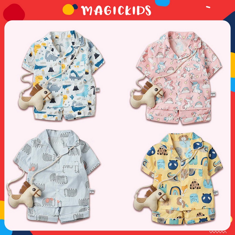 Tổng hợp bộ pyjama cộc tay họa tiết đáng yêu cho bé trai