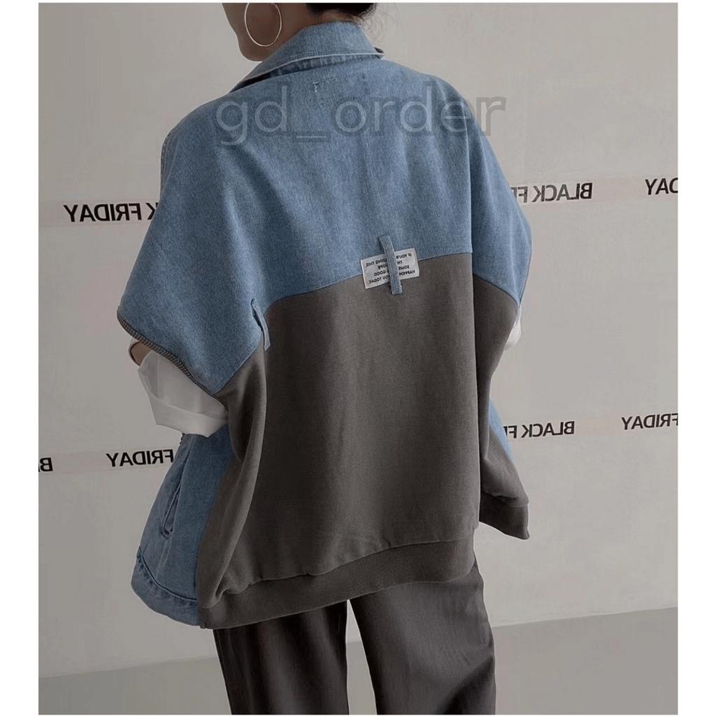 Kh11|Áo khoác jeans bò tanktop cá tính hàn quốc chất denim rộng túi hộp đi chơi, đi học gd_order