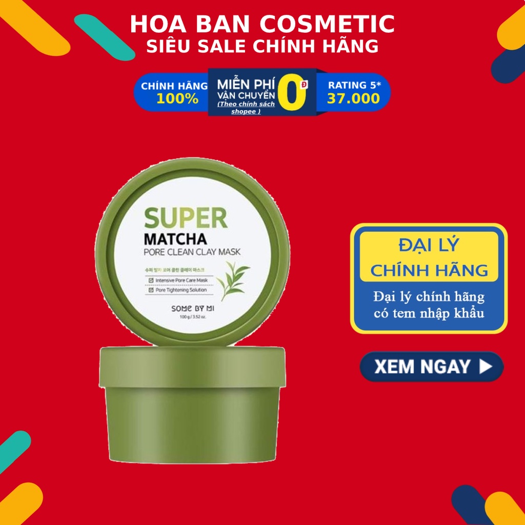 Mặt Nạ Đất Sét Giúp Se Khít Lỗ Chân Lông Some By Mi Super Matcha Pore Clean Clay Mask 100g