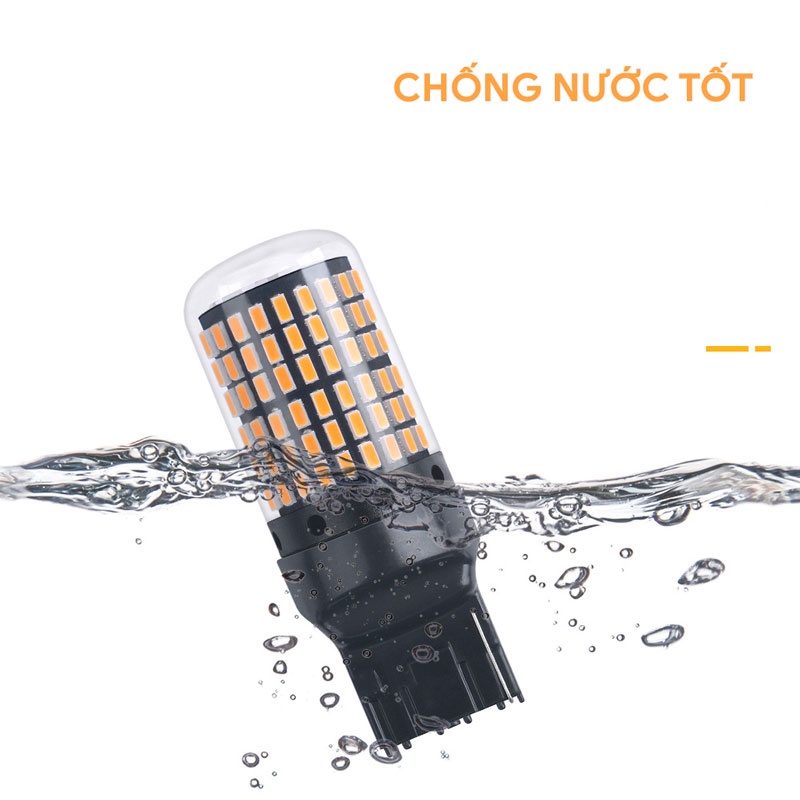 Đèn LED hậu, phanh, xi nhan  siêu sáng T203014-144 Màu vàng kiểu chân T20 7440