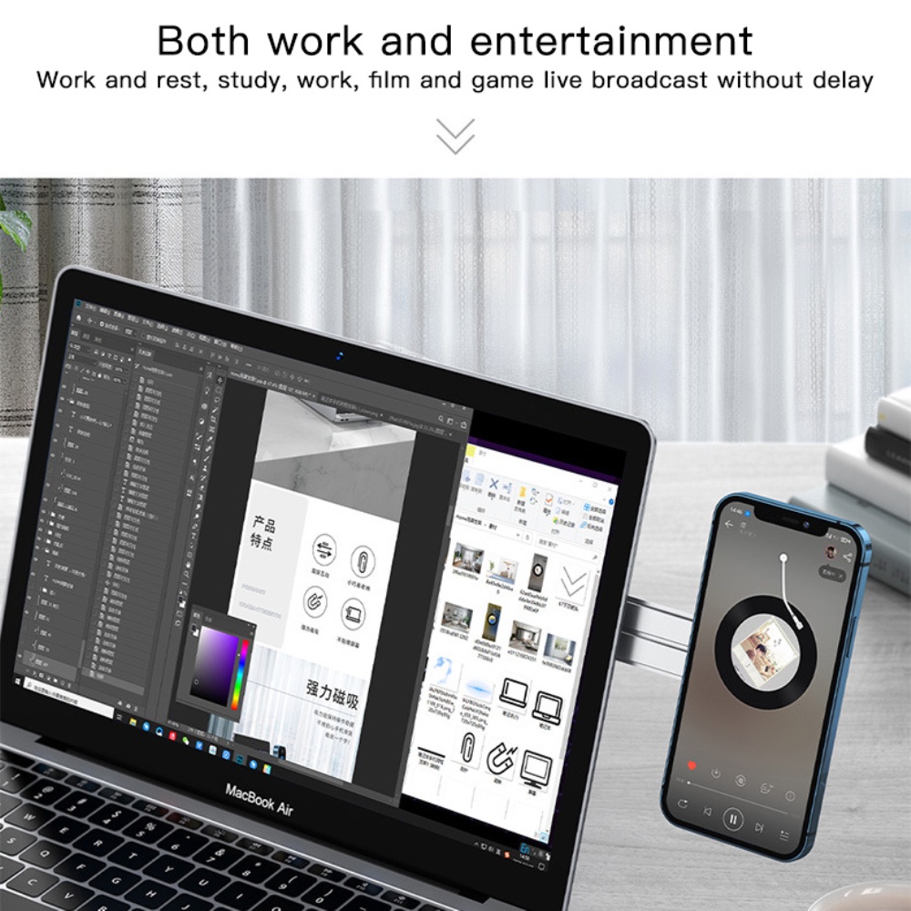 Giá Đỡ Điện Thoại Gắn Màn Hình Laptop Có Kẹp Nam Châm Điều Chỉnh Được