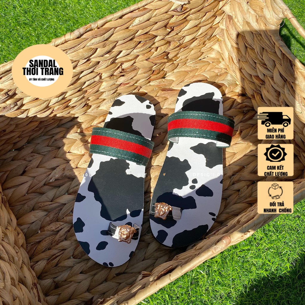Dép nữ xỏ ngón, SANDALTHOITRANG sandal nữ đế bò sữa kiểu mới full size 30-44