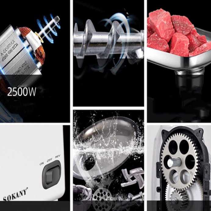 Máy Đùn Thịt, Máy Xay Thịt Đa Năng Công Suất Lớn 2500W SOKANY