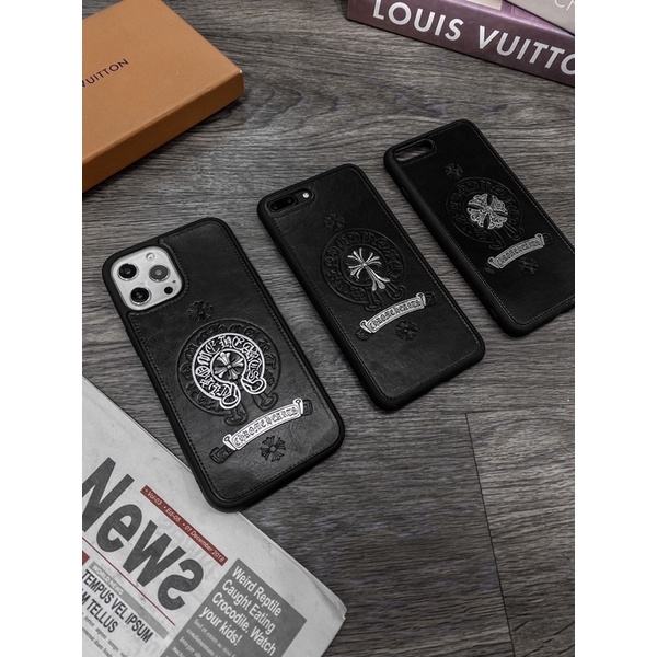 ốp lưng IPHONE CHROME DA LOGO MÀU ĐEN