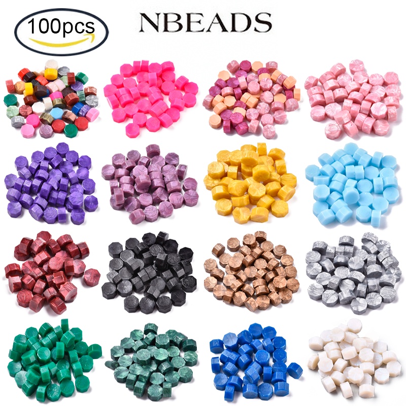 Bộ 100 Hạt Sáp Niêm Phong Bì Thư Màu Xanh 9mm