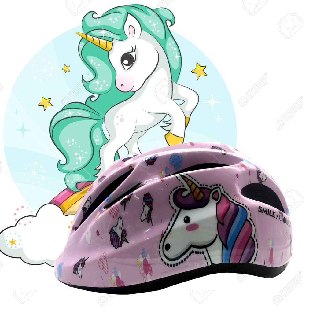 Mũ bảo hiểm xe đạp dành cho bé gái 1-12 tuổi Protec SMILE, họa tiết ngựa Pony xinh xắn đáng yêu