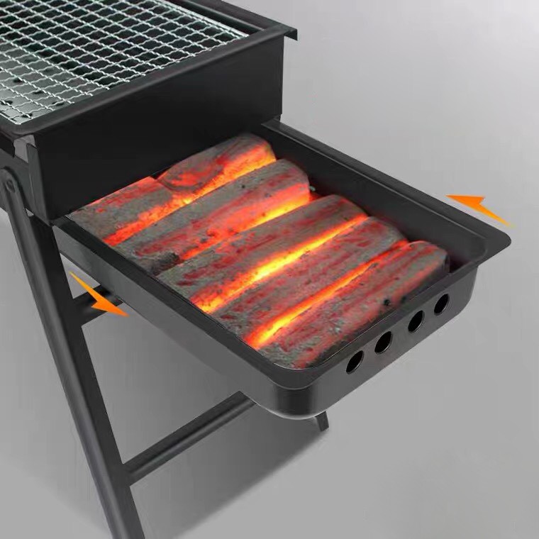 Bếp nướng than hoa nướng ngoài trời BBQ chất liệu inox cao cấp- Có Chân Đế, Tay Cầm Xếp Gọn Tiện Lợi T60