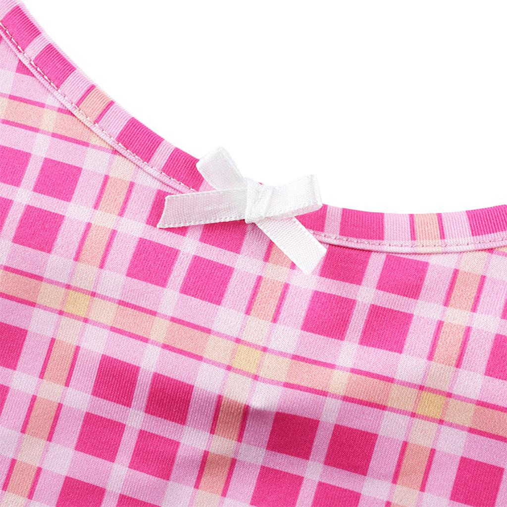 Áo Croptop Sát Nách Hoạ Tiết Ca-Rô Phối Nơ Nữ Tính