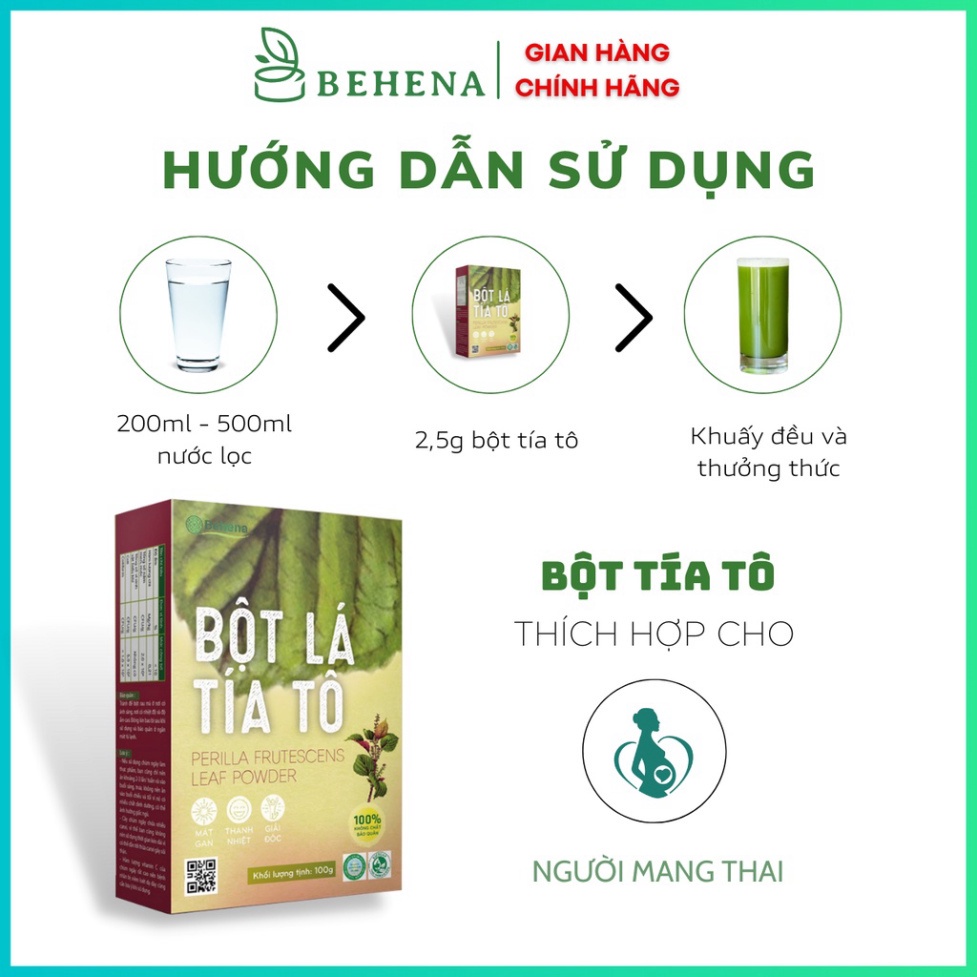 Bột Tía Tô Sấy Lạnh Behena 50g Giảm Đau Nhức Xương Khớp, Giải Cảm, Làm Đẹp Da