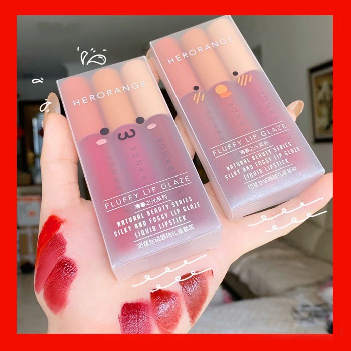 Set 3 Cây Son Kem Lì Herorange Fluffy Lip Glaze | BigBuy360 - bigbuy360.vn