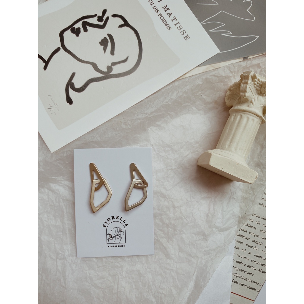 Bông tai mạ vàng Cuban Chain Drop Stud Earrings