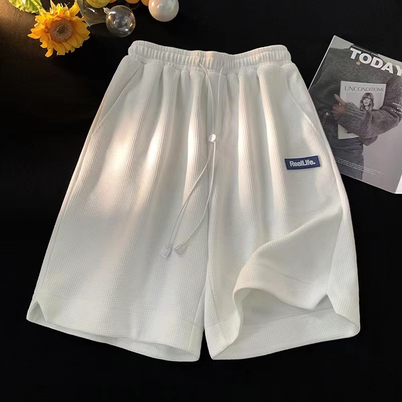 Quần Short Dây Rút Ống Rộng In Nhãn Thời Trang Hàn Quốc Trẻ Trung