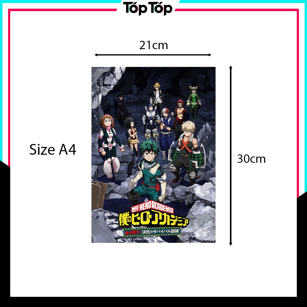 Poster anime My Hero Academy, tranh dán tường áp phích manga wall decor góc học tập MHA