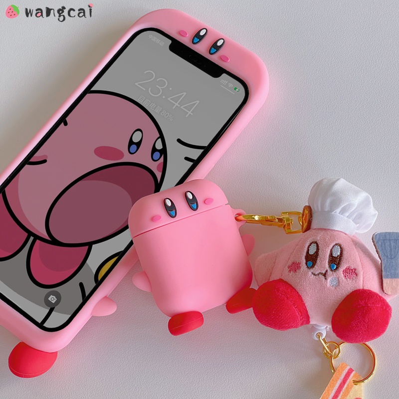 Vỏ Bảo Vệ Hộp Sạc Tai Nghe Airpods 1 2 3 Pro Airpods3 Bluetooth Không Dây Bằng Silicon Họa Tiết Kirby Màu Hồng