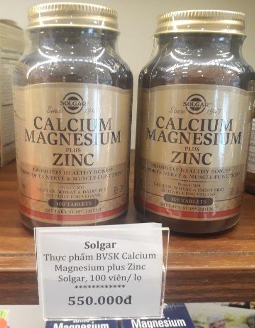 Thực Phẩm Bảo Vệ Sức Khỏe CALCIUM MAGNESIUM PLUS ZINC SOLGAR 100 viên | Thế Giới Skin Care