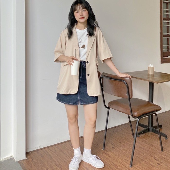 Áo khoác blazer cộc tay, áo vest nữ ngắn tay 1 lớp phong cách Hàn Quốc freesize nhiều màu