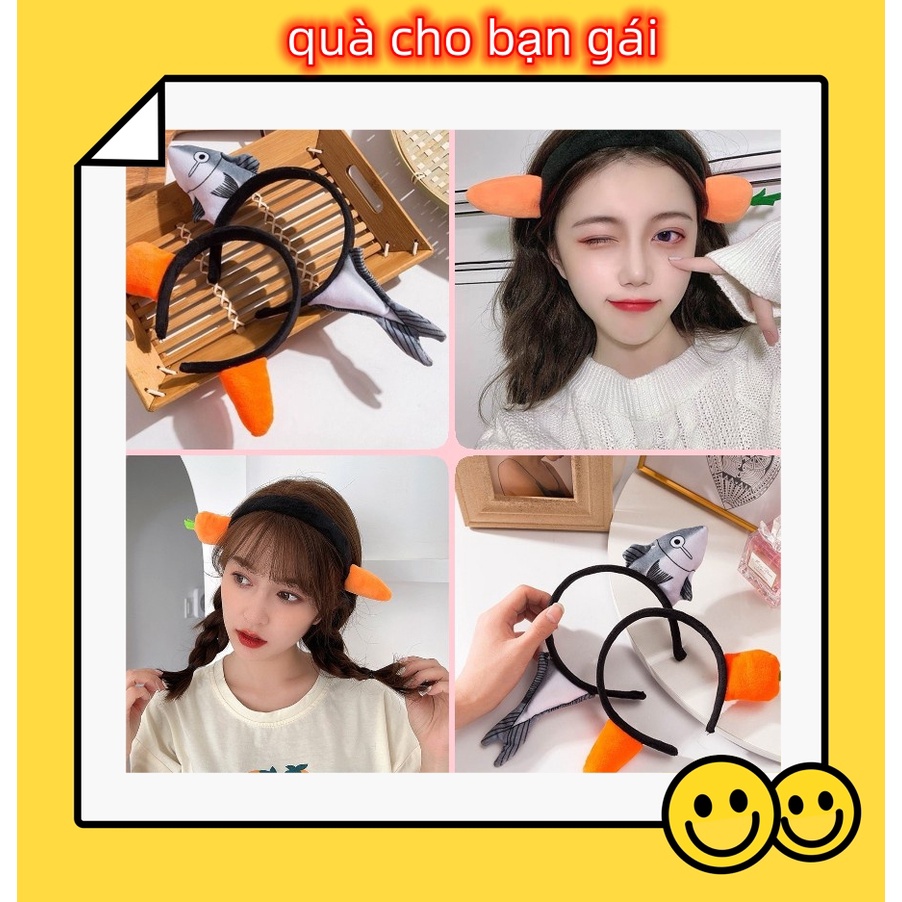 Băng Đô Cài Tóc Chống Trượt Hình Cá Cà Rốt Dễ Thương Cho Bé Gái