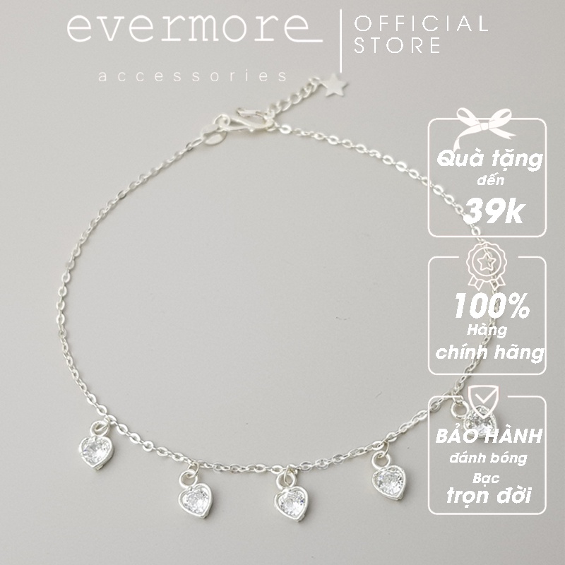 Lắc chân bạc EVERMORE, lắc chân bạc ta trái tim đính đá thanh lịch, minimalism - L020