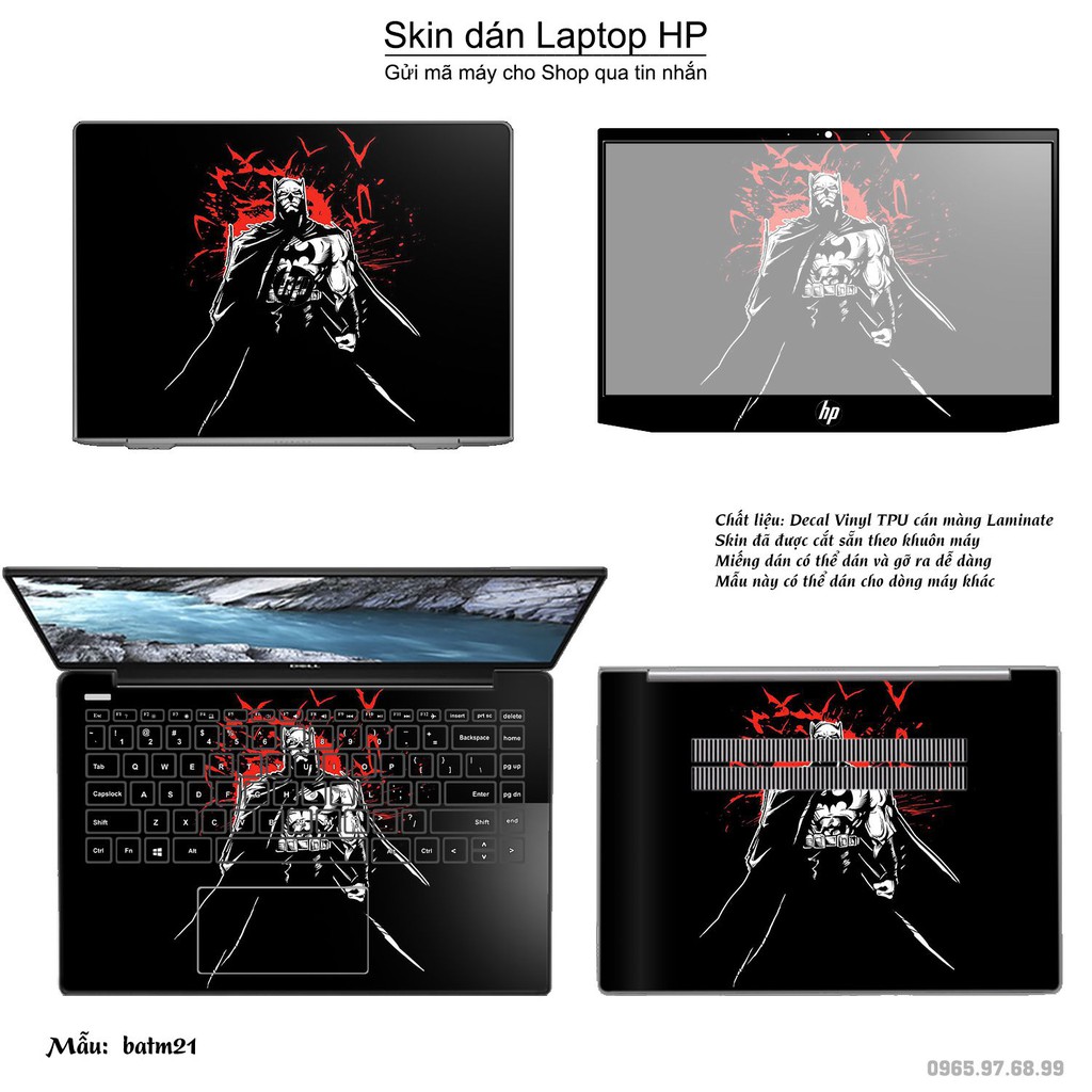 Skin dán Laptop HP in hình Người dơi (inbox mã máy cho Shop)