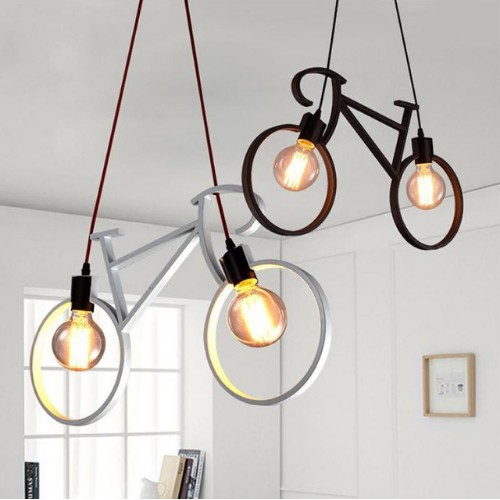 Đèn thả trần khung sắt xe đạp (Đen/Trắng) - Chưa Bao Gồm Bóng - Bảo hành 12 tháng