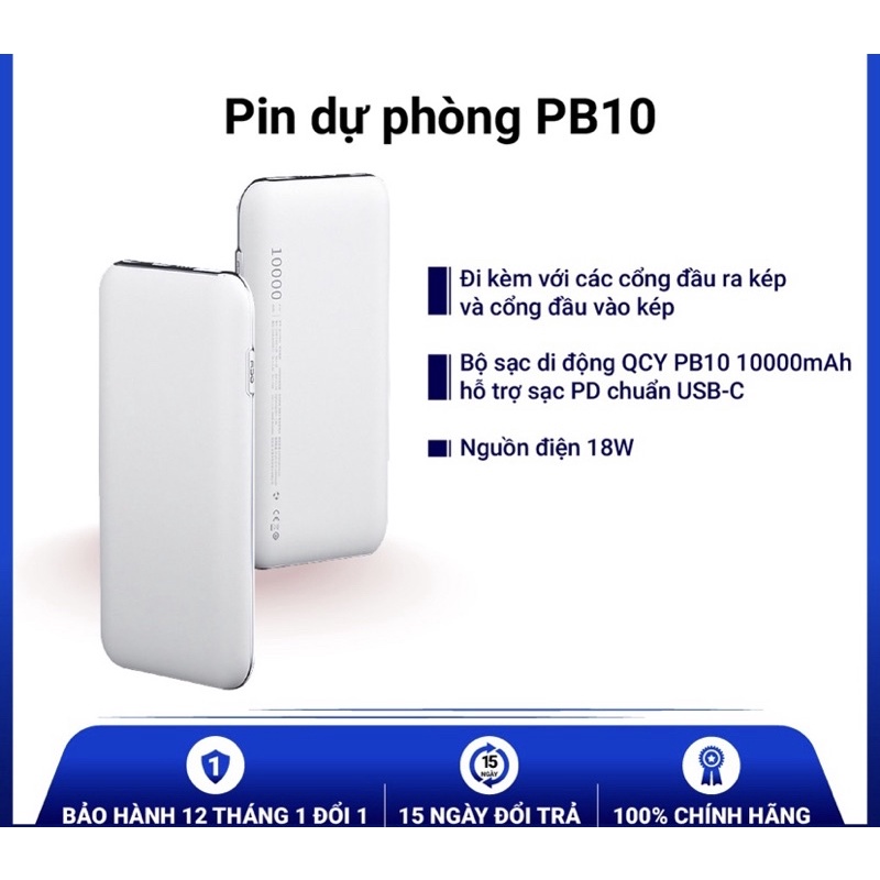 Sạc dự phòng QCY PB10 Powerbank