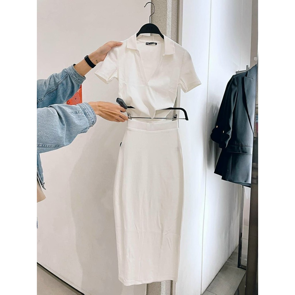 [MẪU MỚI] Set Chân Váy Bút Chì Kèm Áo Croptop Tay Ngắn Cổ Sơ Mi Thun Borip Thích Hợp Mặc Đi Tiệc Đi Làm Đi Chơi | BigBuy360 - bigbuy360.vn