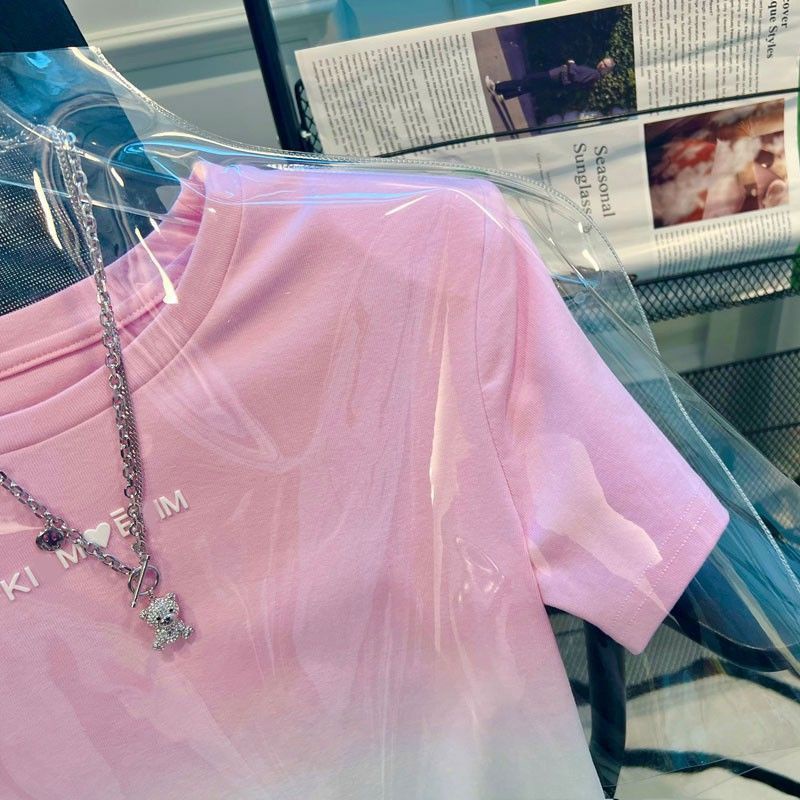 Áo Thun Tay Ngắn Chất Liệu Cotton Màu Sắc Gradient Thời Trang Mùa Hè Cho Nữ