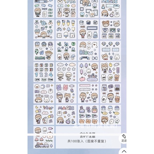Set 10 tấm sticker CHÚT CHÍT dễ thương chất PET chống thấm nước