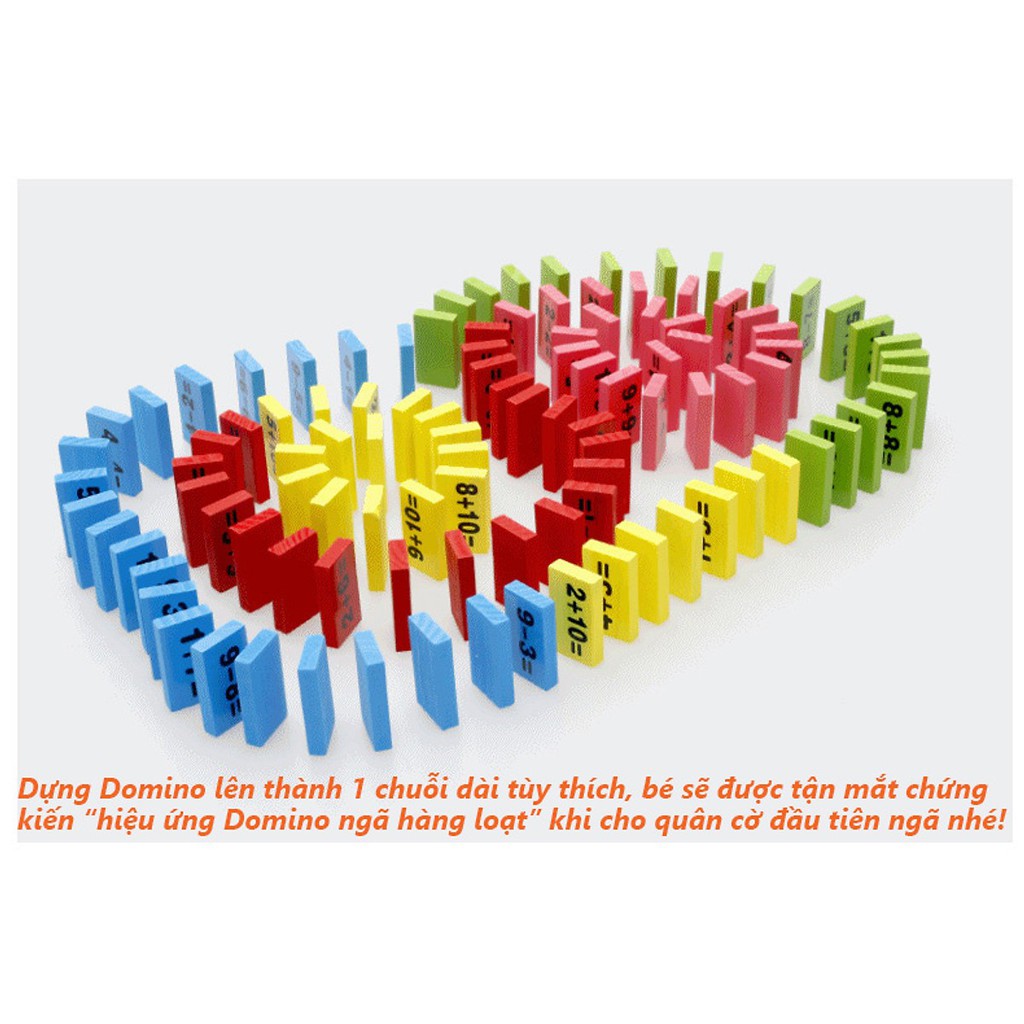 Domino học toán xếp hình bằng gỗ 110 quân Domino