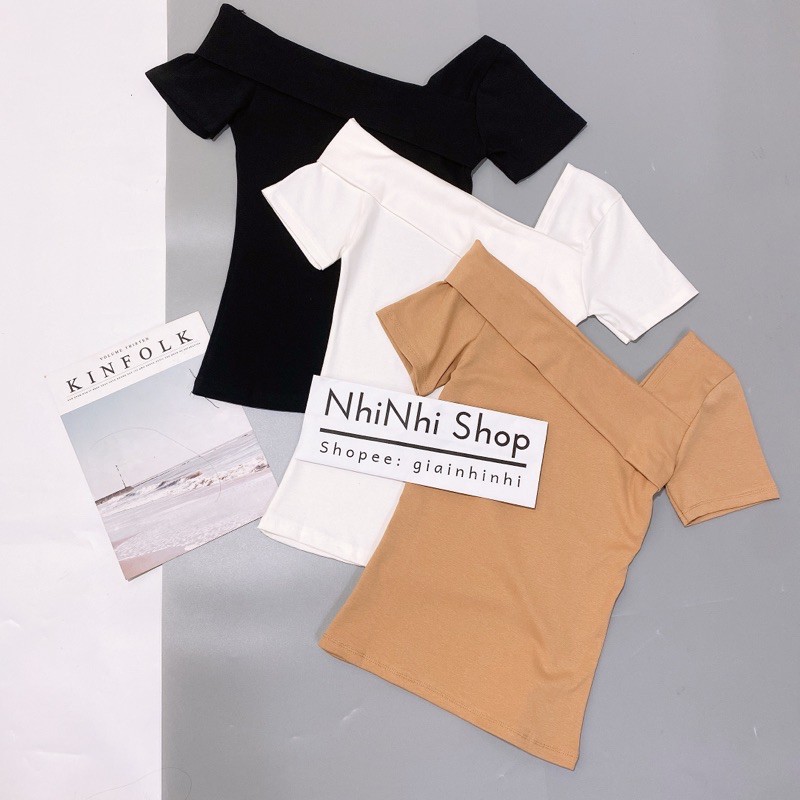 Áo thun ngắn tay lệch vai kiểu mới, Áo kiểu vai lệch tay cộc vải cotton co giãn CS1303 - NhiNhi Shop | BigBuy360 - bigbuy360.vn