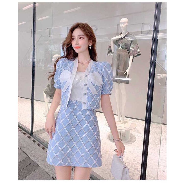 Bộ áo và đầm thời trang mùa hè phong cách Pháp cho