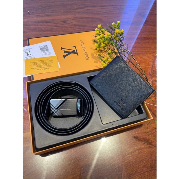 set 2 chi tiết dây lưng kèm mặt + ví fullbox bill túi giấy