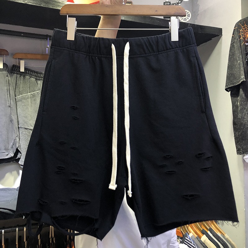 Quần Short Đùi Rách Kiểu Cá Tính Nỉ Da Cá Form Rộng Nam Nữ Thời Trang Unisex, LOHA