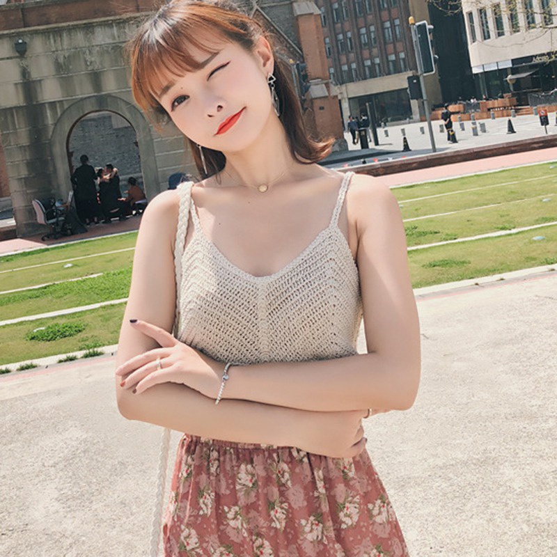 Áo hai dây dệt kim thiết kế quyến rũ cho phái nữ