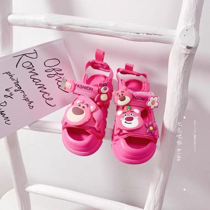 SANDAL GẤU HỒNG DÂU CHO BÉ GÁI