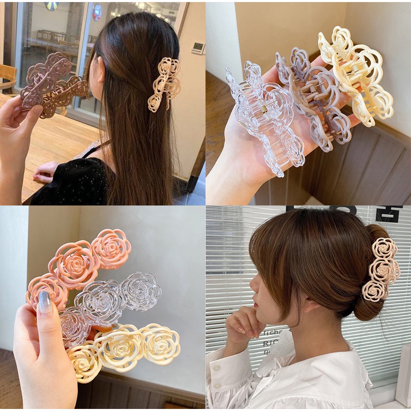 Kẹp Tóc Móng Vuốt Hình Hoa Trà Sang Trọng Cho Nữ