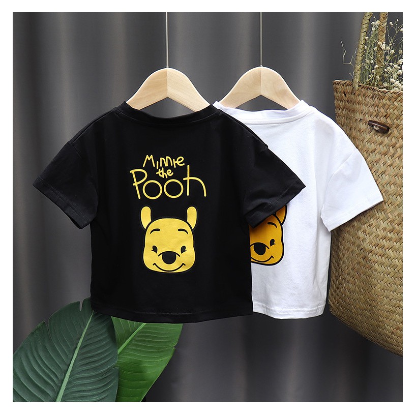 Áo thun bé trai Gạo House cotton 4 chiều cổ tròn cộc tay in chữ Mimie The Pooh T30