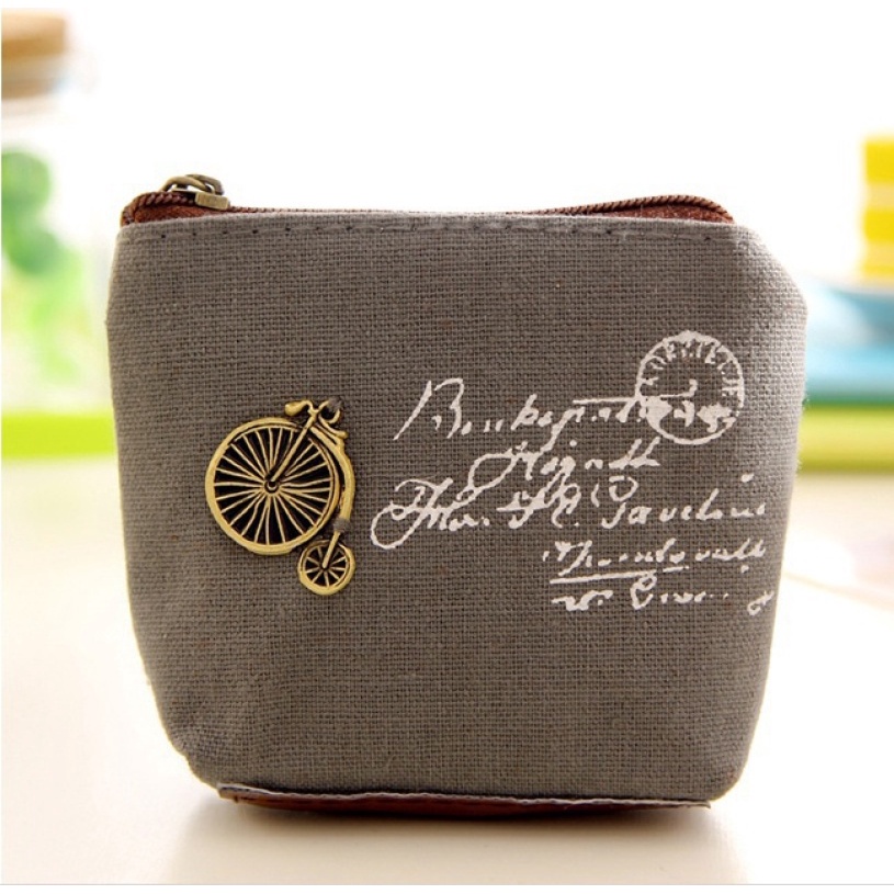 Ví Đựng Tiền Xu/Thẻ Bằng Vải Bố Phong Cách Cổ Điển Dễ Thương Dành Cho Nữ