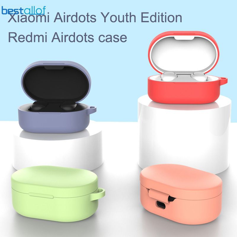 XIAOMI Vỏ Đựng Bảo Vệ Hộp Sạc Tai Nghe Airpods Màu Đỏ Bằng Silicone Tai Nghe Bluetooth AirDots Redmi2 Đen True Wireless Công Nghệ 5.0 Kèm Đốc Sạc ,Cảm Biến Tự Động Kết Nối BEST