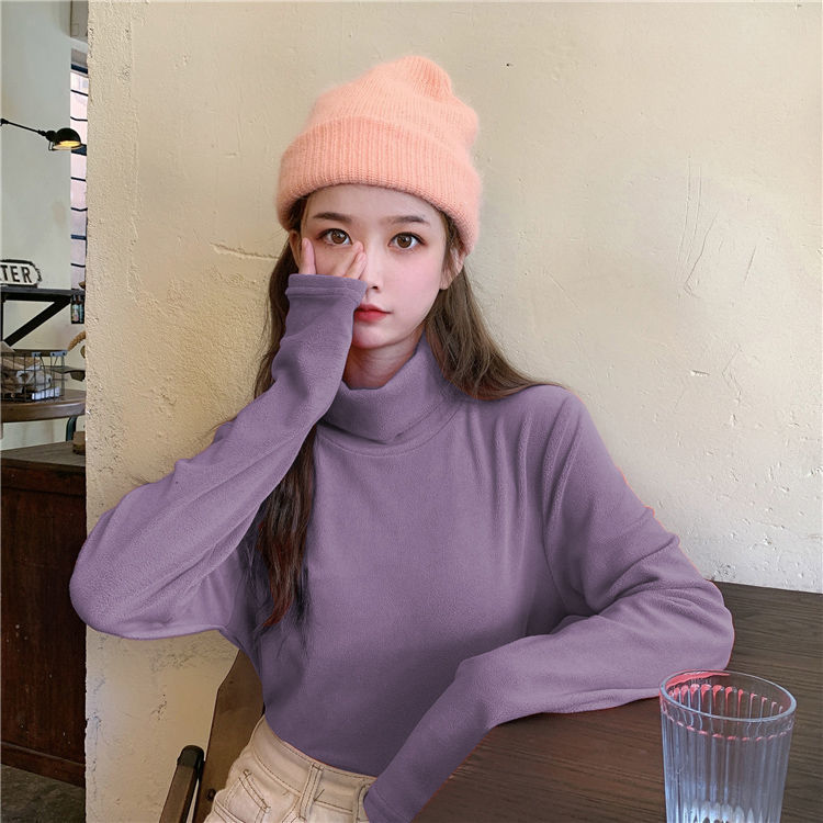 Áo Giữ Nhiệt New Korean Long-sleeved Ins High Collar Bottoming Shirt Women
