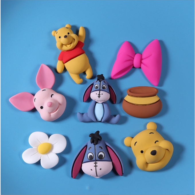 Mẫu charm gấu Pooh, lừa Donkey, lợn Pigglet, hũ mật trang trí vỏ ốp điện thoại, kẹp tóc, dán Jibbitz, DIY