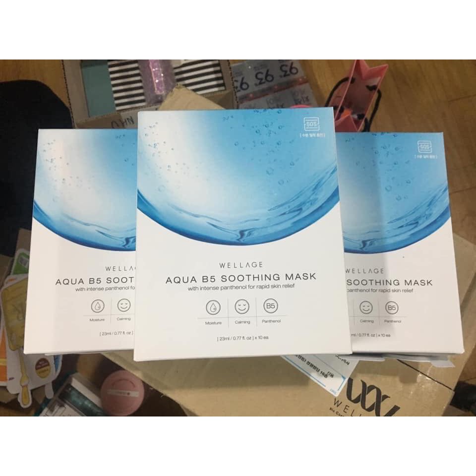 Mặt nạ siêu cấp nước Wellage Aqua B5 Soothing Mask (1 hôp/10 miếng) - Hàng có sẵn - Date 2023