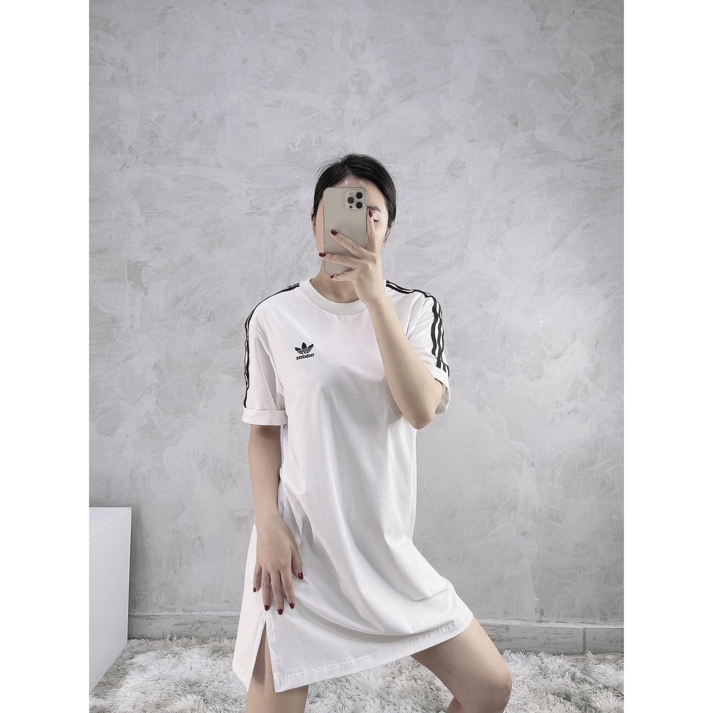 (HÀNG XUẤT XỊN) Váy / Đầm das trắng 3 sọc 1799 ADICOLOR 3-STRIPES DRESS WHITE Made in Cambodia full tag code