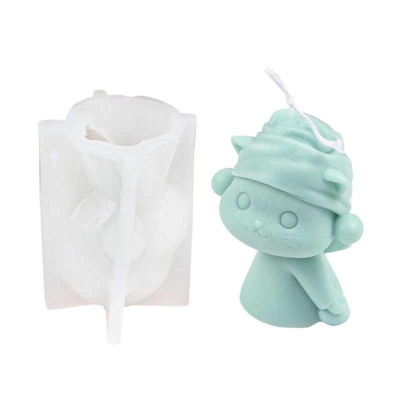 Khuôn silicone tạo hình làm nến hình chú mèo đáng yêu