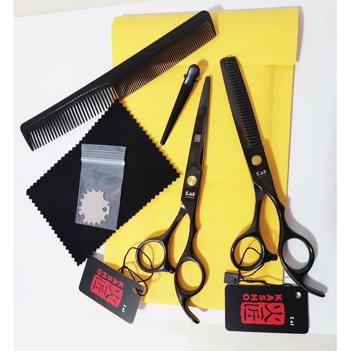 Kéo làm tóc Kasho chuyên nghiệp bằng thép không gỉ 440 Nhật Bản màu đen