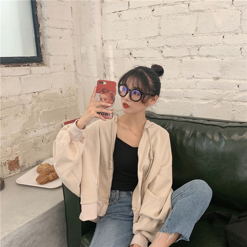 Áo khoác Cardigan tay dài có nón khóa kéo thời trang năng động | BigBuy360 - bigbuy360.vn